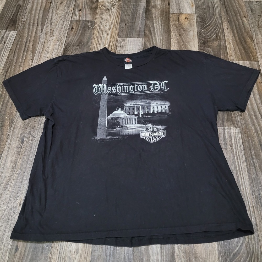 Harley Davidson Black T-Shirt Mens 4XL Washington, DC USA Patriotic Heros